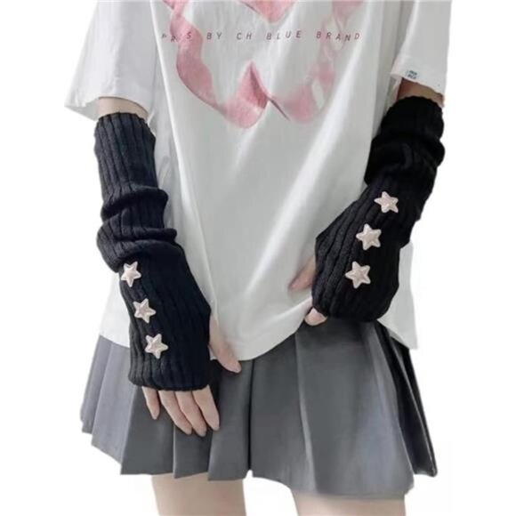 Arm Warmers Y2k Fingerless Gloves for Women Girls Cute Fall Winter Arm - Picture 1 of 7